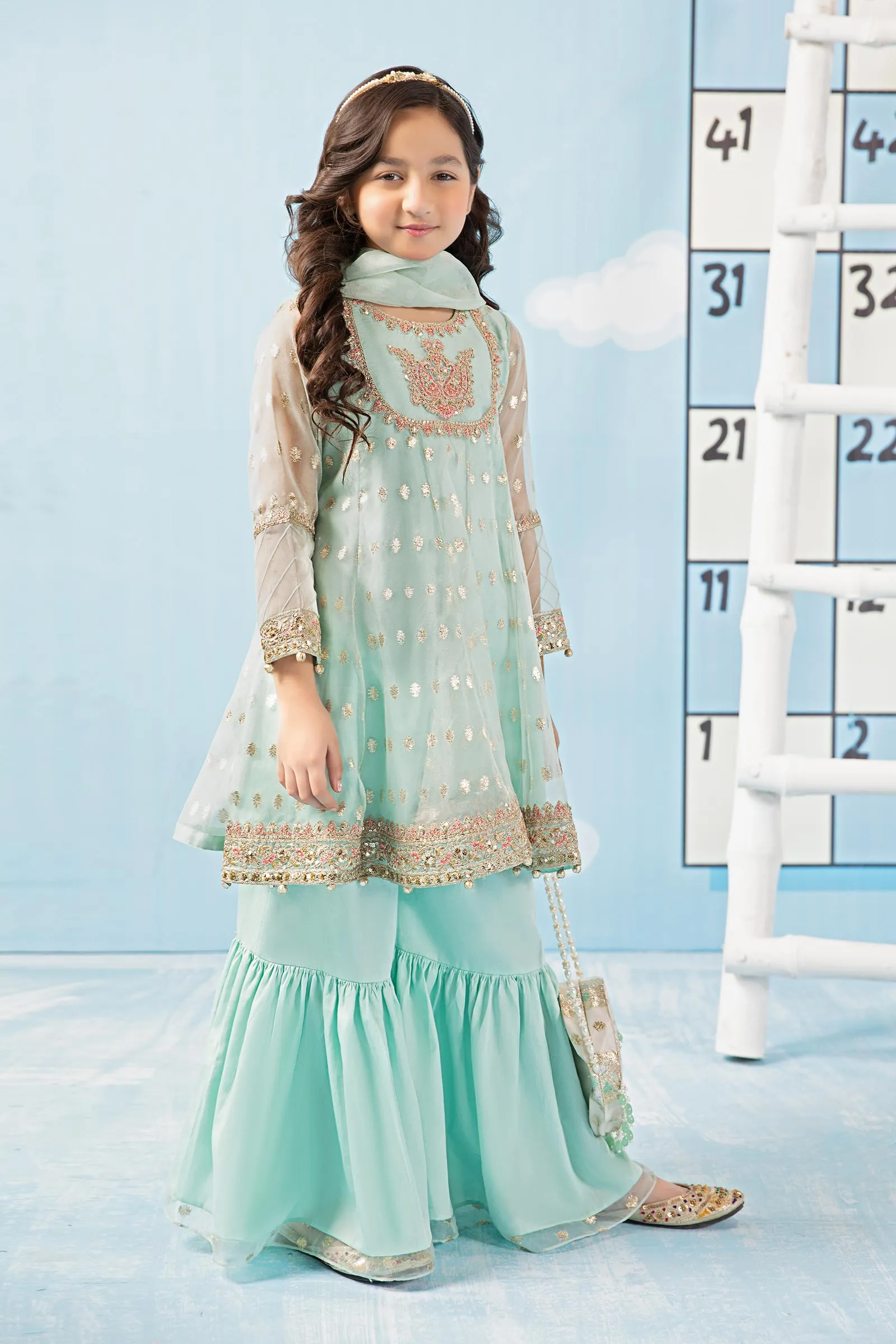 3 Piece Embroidered Organza Suit | MKS-PF24-04