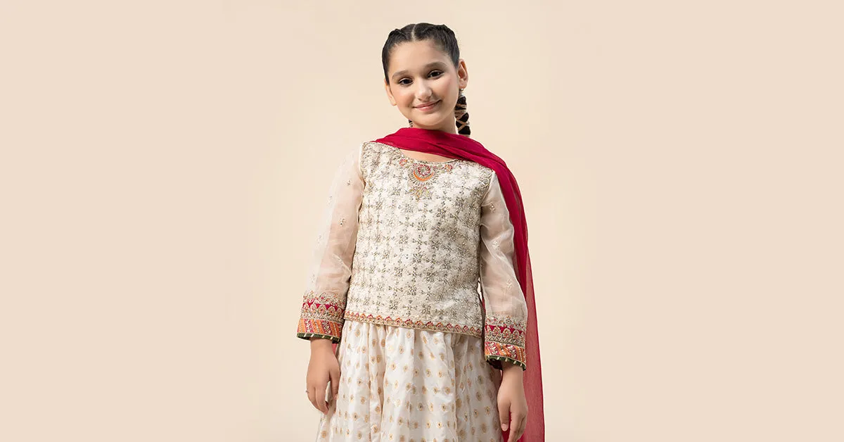 3 Piece Embroidered Organza Suit | MKS-W24-05