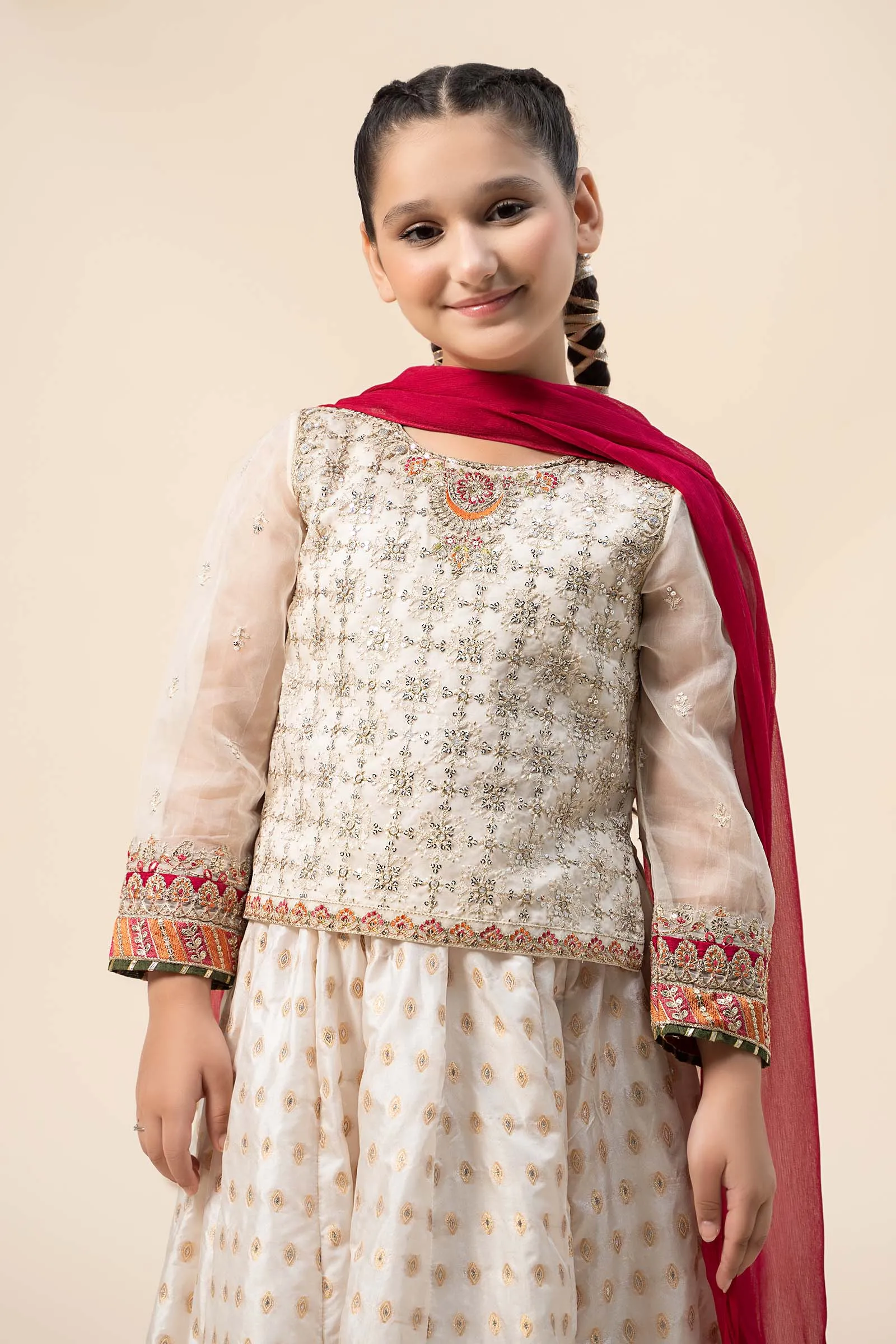 3 Piece Embroidered Organza Suit | MKS-W24-05