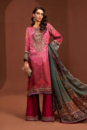 3 Piece Embroidered Pure Charmeuse Silk Suit | MPS-PF24-07