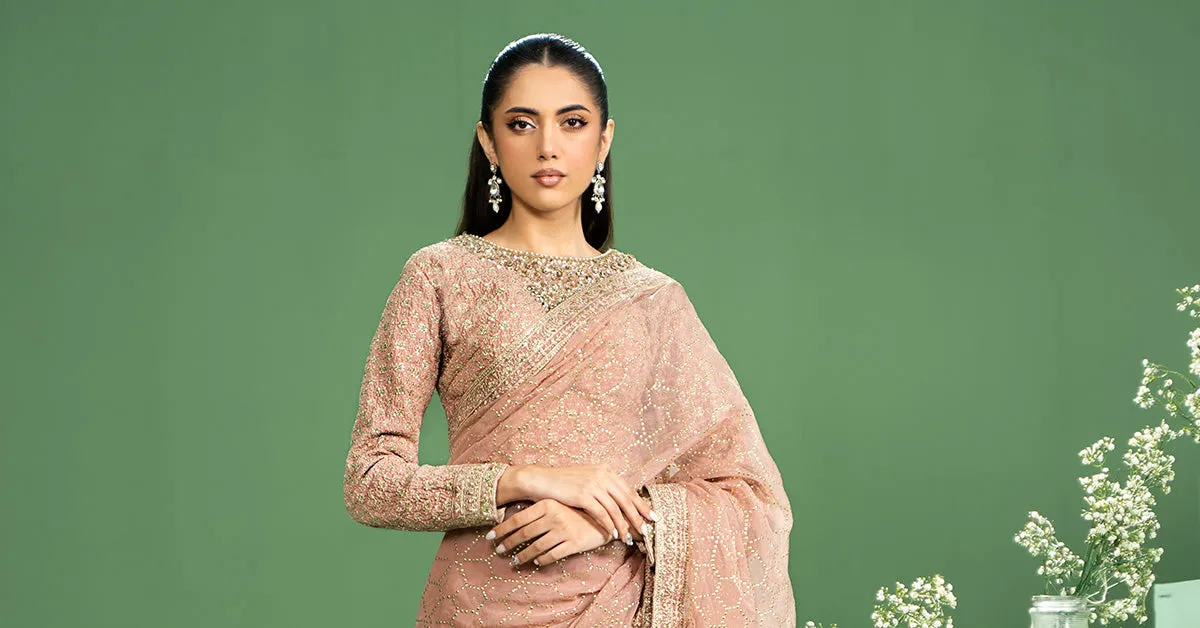 3 Piece Embroidered Raw Silk Suit | SF-W24-15