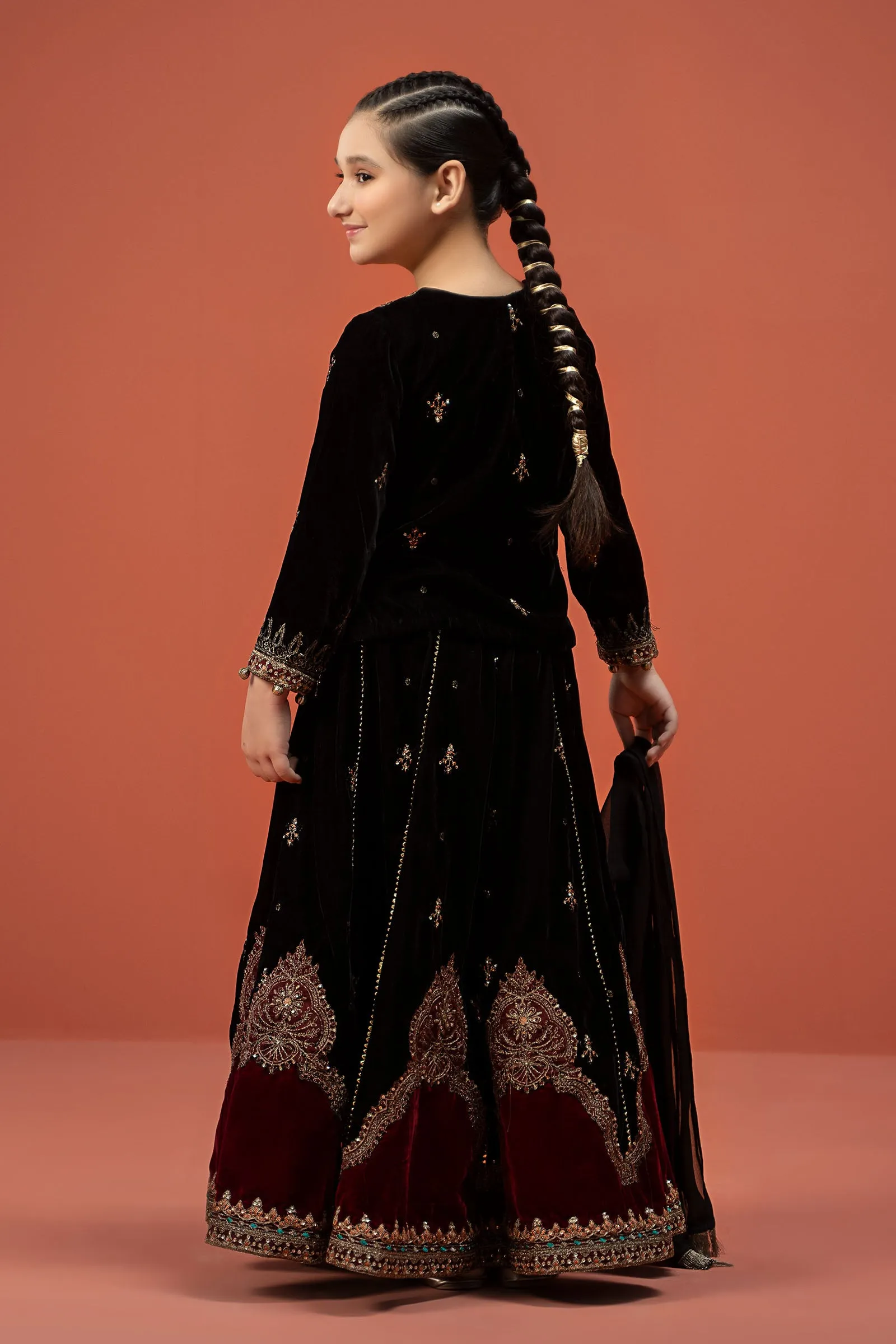 3 Piece Embroidered Velvet Suit | MKS-W24-14