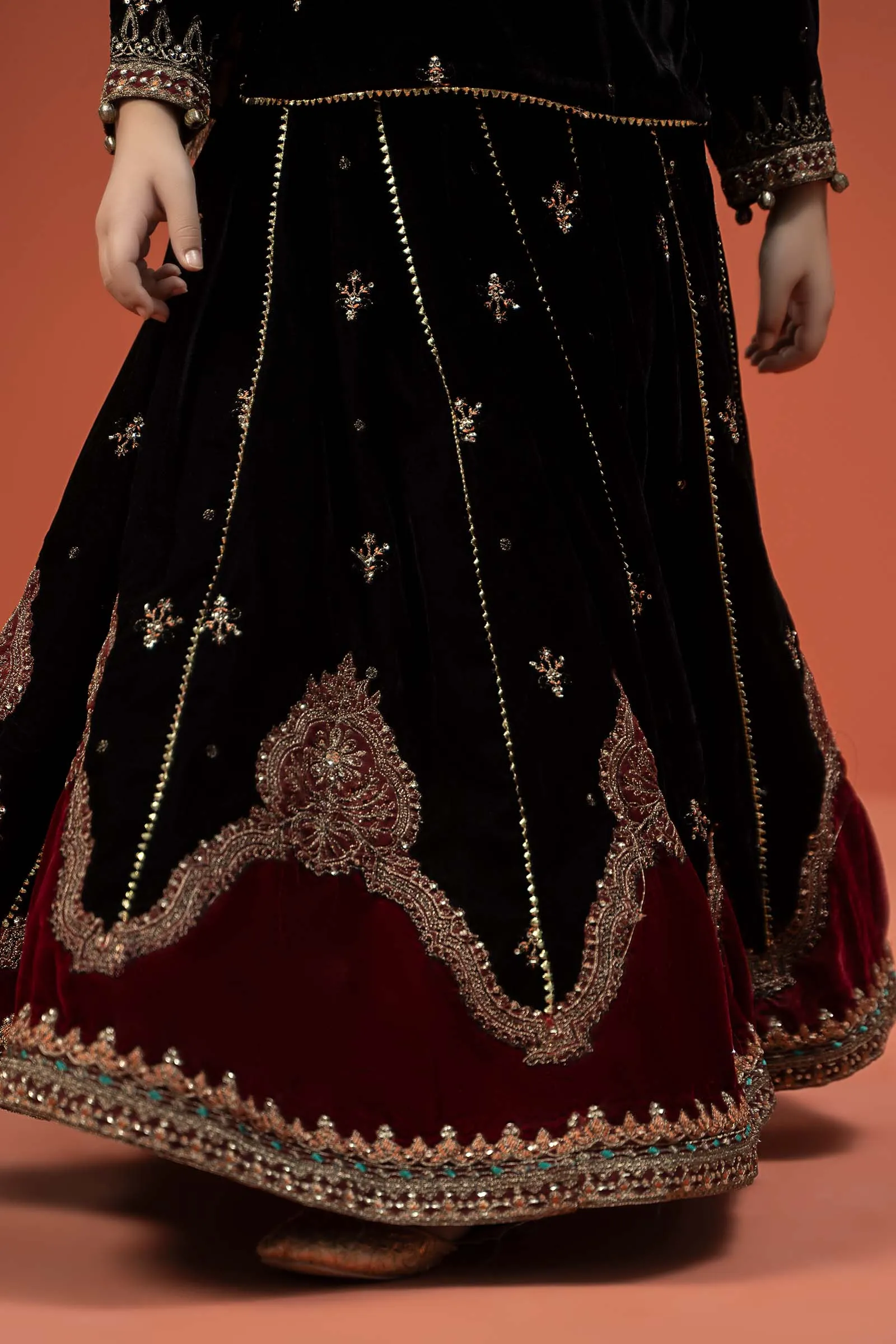 3 Piece Embroidered Velvet Suit | MKS-W24-14