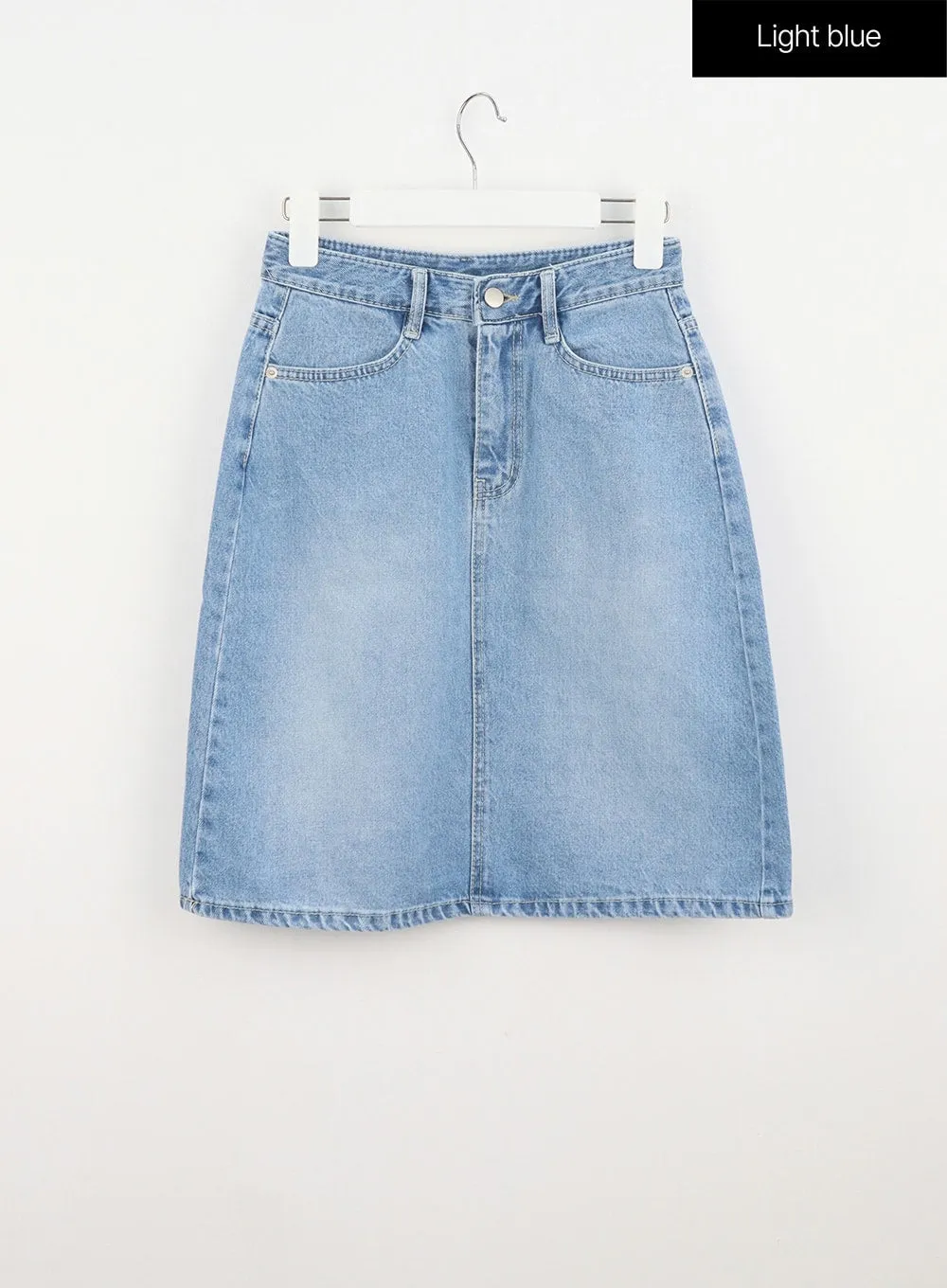 A-Line Denim Midi Skirt OU328