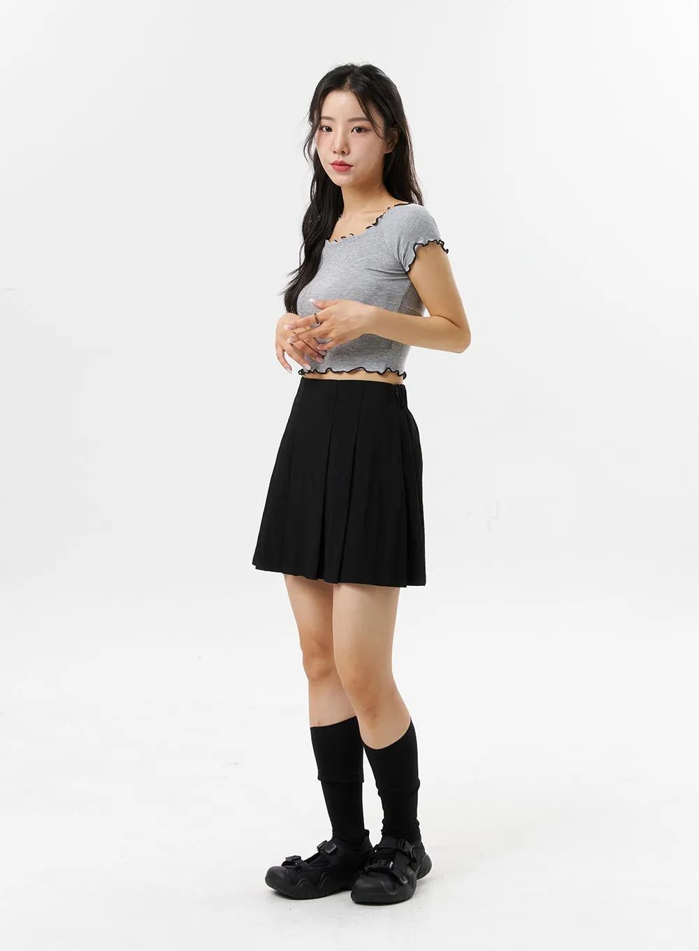 A-Line Pleated Mini Skirt OL318