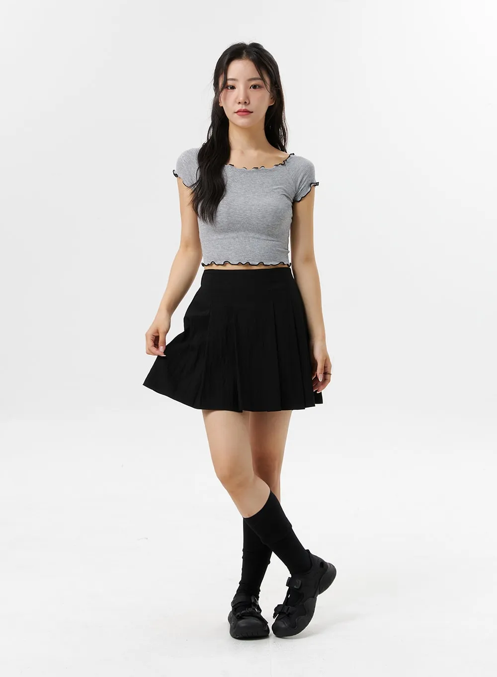 A-Line Pleated Mini Skirt OL318