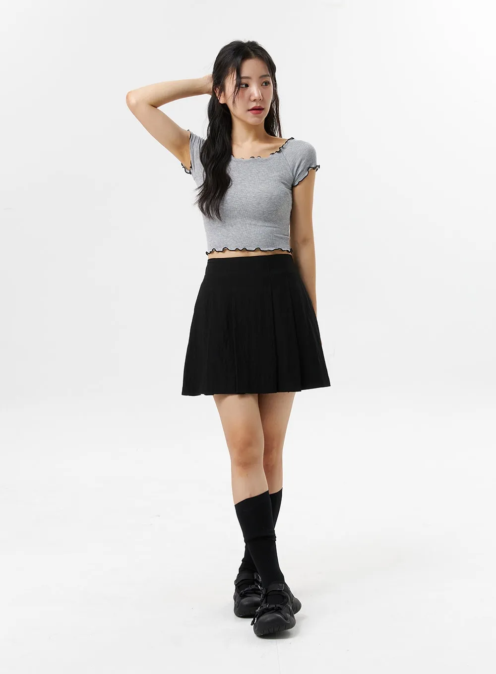 A-Line Pleated Mini Skirt OL318