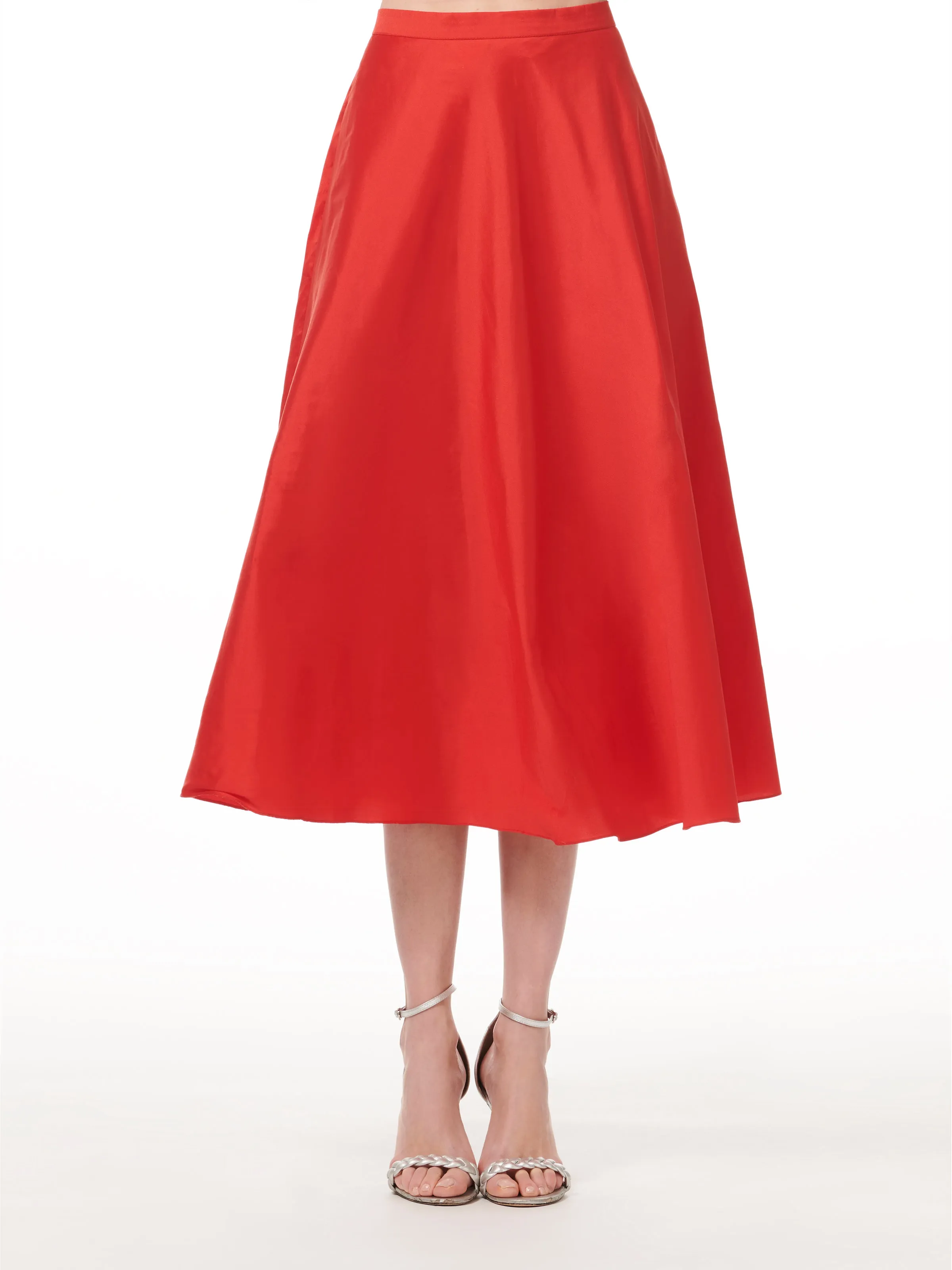 A-LINE TAFFETA MIDI SKIRT POOL