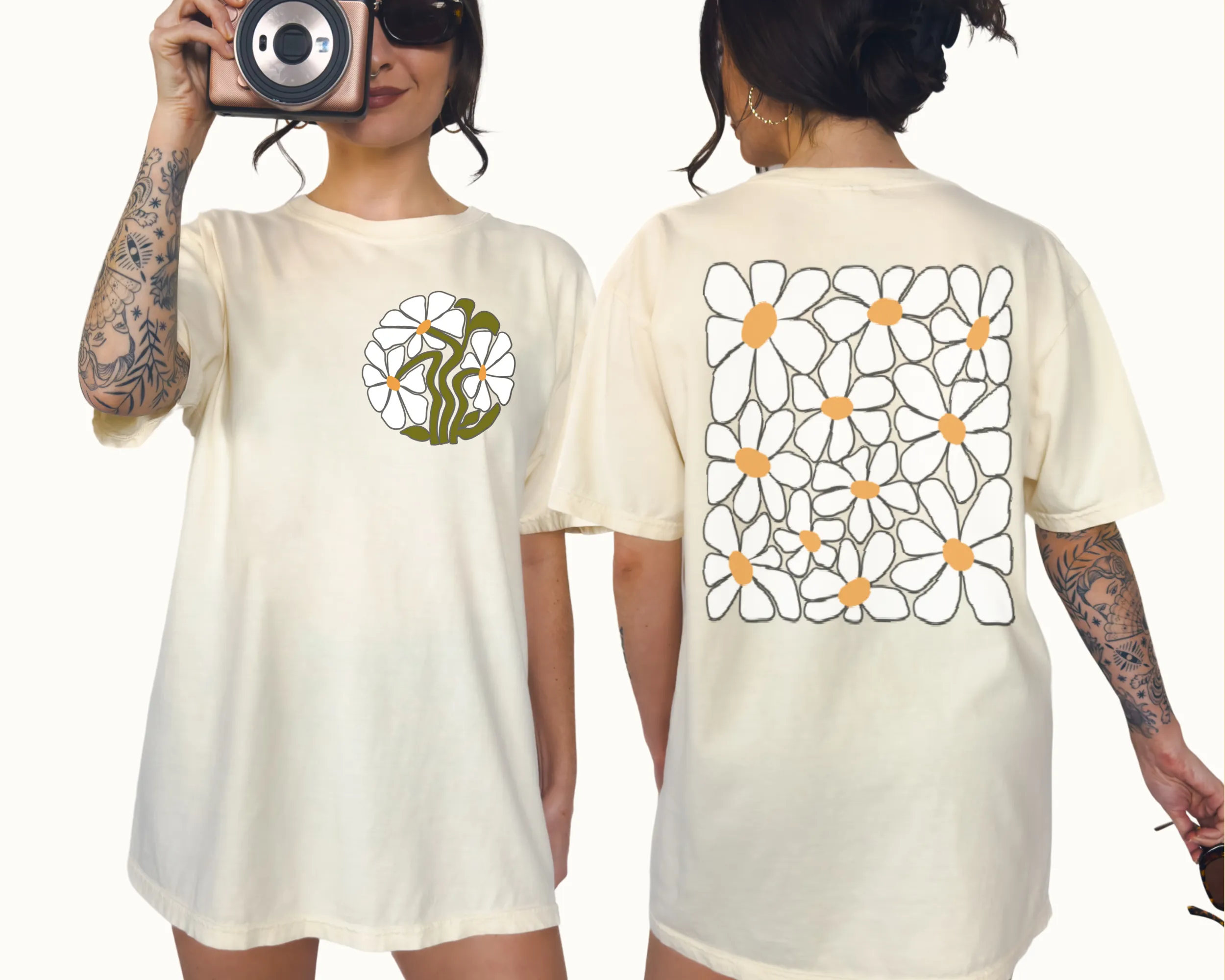 Abstract Daisies Comfort Colors® Shirt, Women's Summer T-Shirt, Garment Dyed, Boho, Retro Design Tee