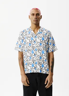 AFENDS Mens Waterfall - Cuban Short Sleeve Shirt - White