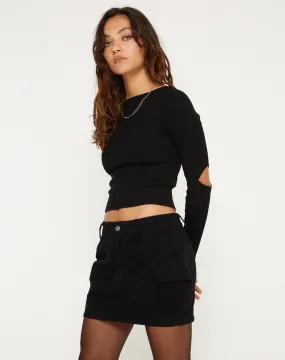 Ajeng Low Rise Cargo Mini Skirt in Black