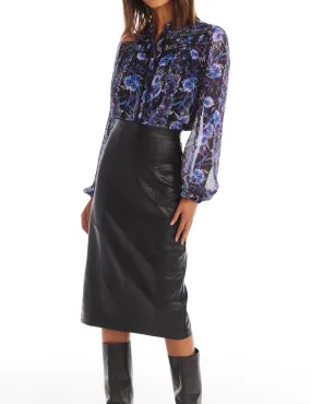 ALL Amelia Faux Leather Midi Skirt in Black