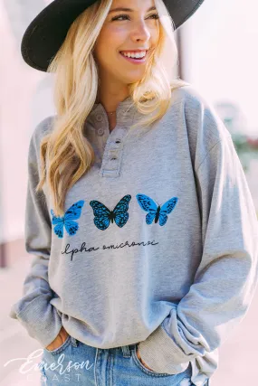 Alpha Omicron Pi Butterfly Henley