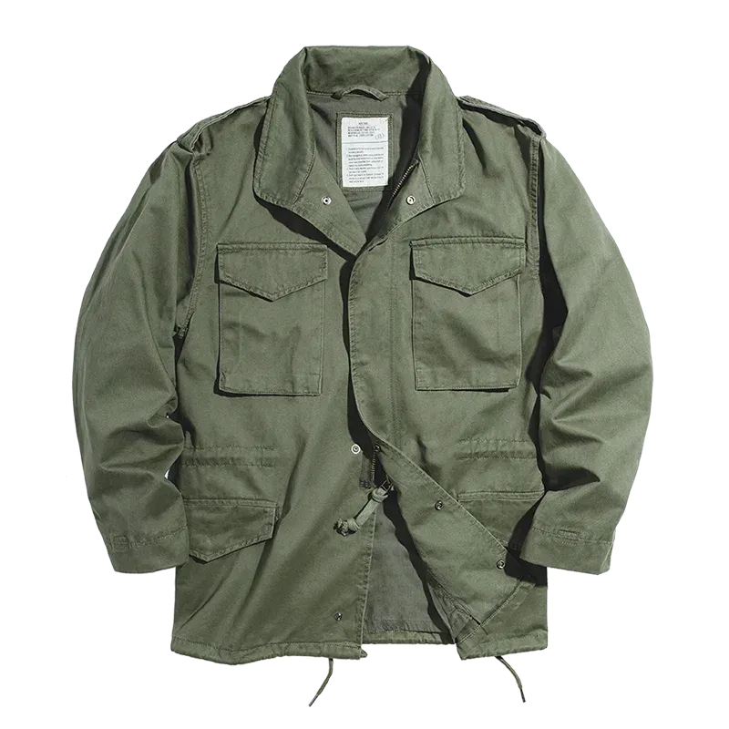 Army Green Oversize Denim Jacket Military Vintage Casual Windbreaker