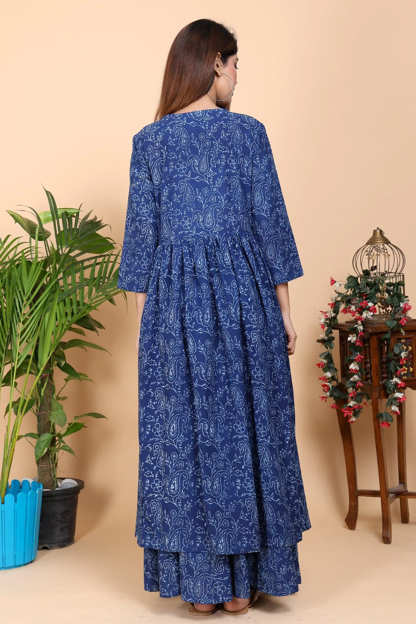 Aseel A-line Indigo Kurta with Skirt