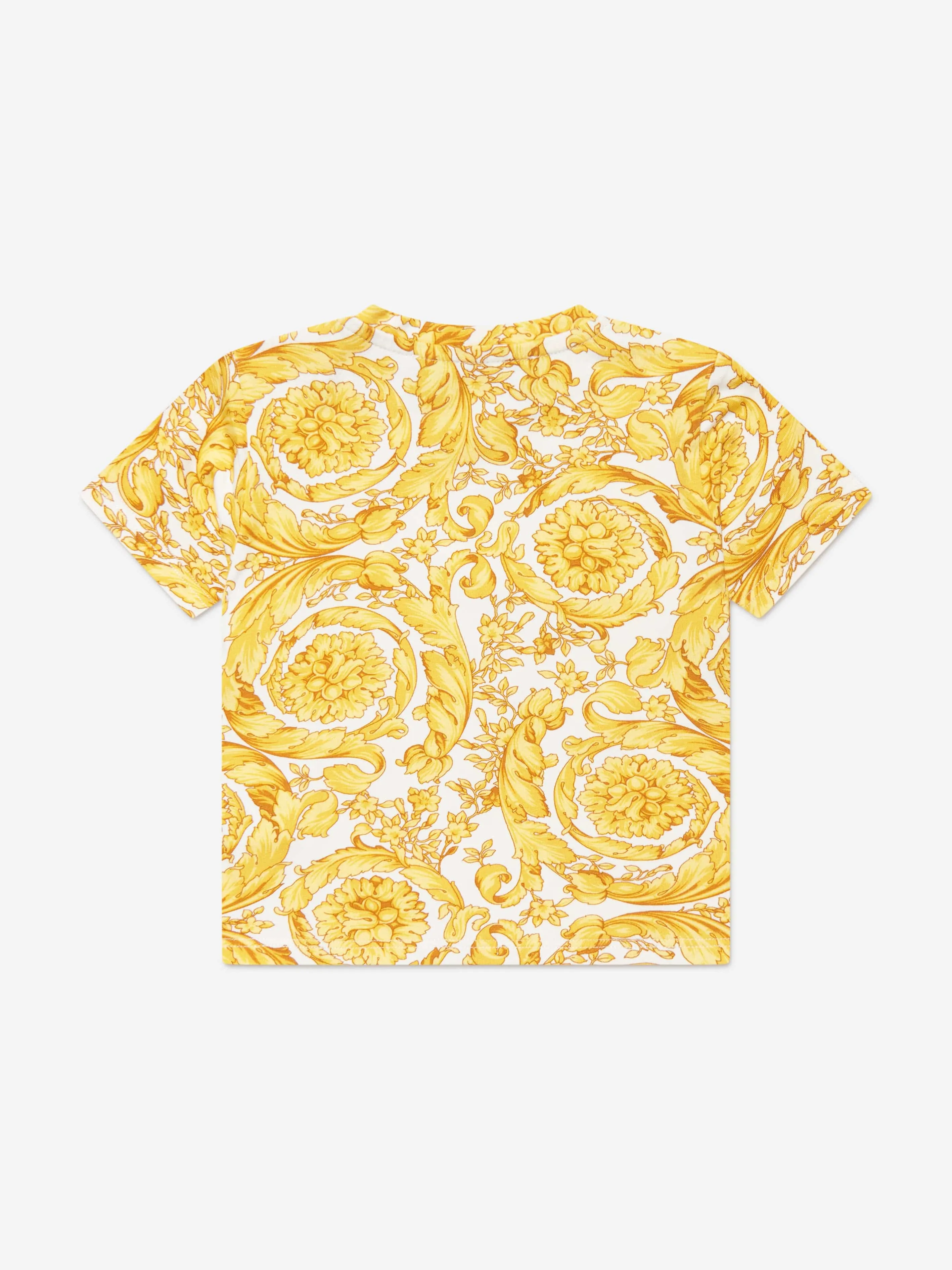 Baby Barocco Print T-Shirt in Gold