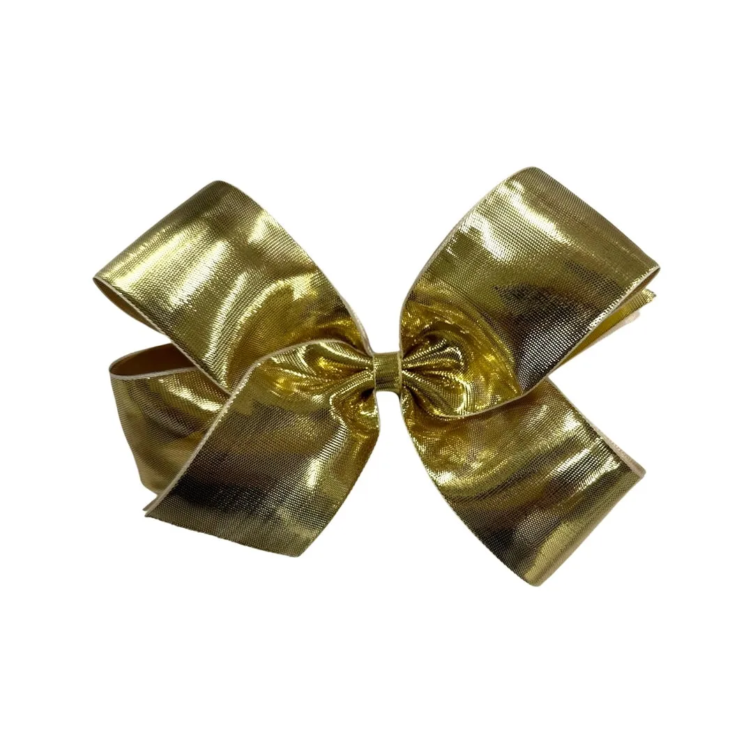 Basically Bows & Bowties Gold Metallic Hair Bow on Clippie