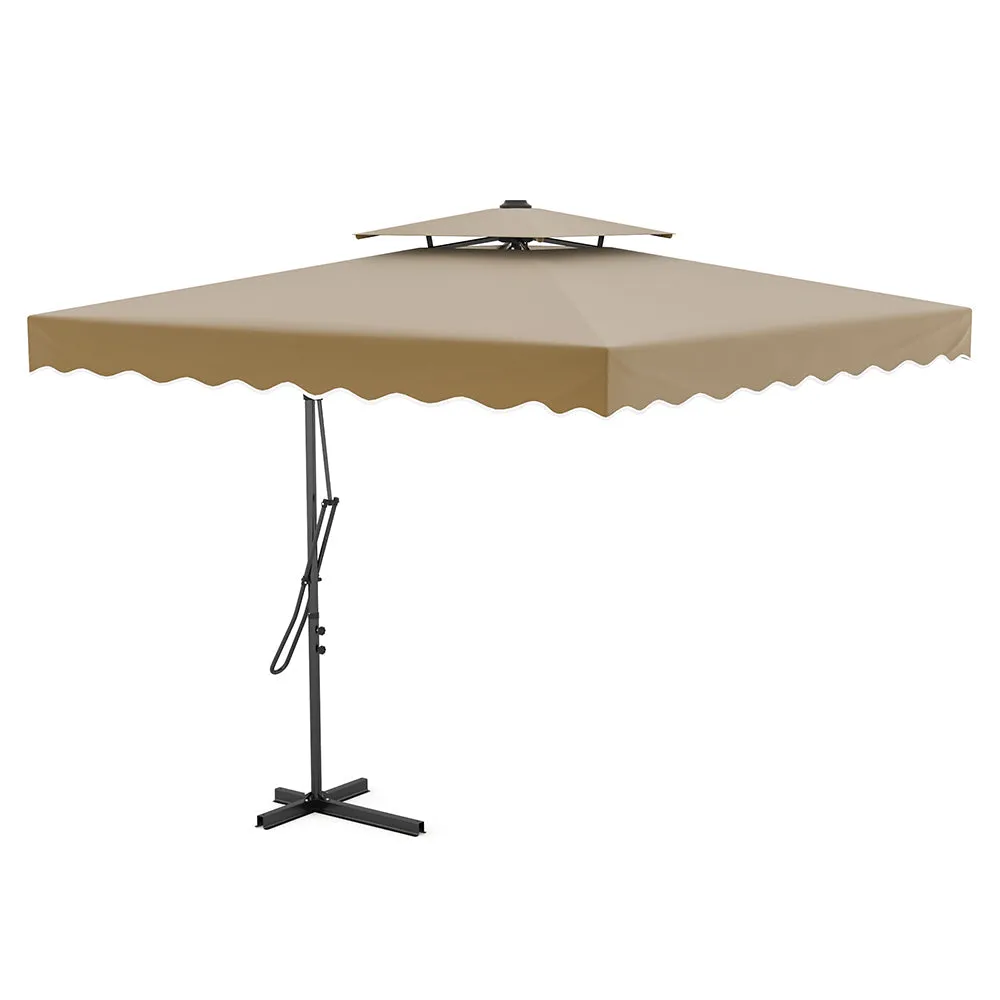 Beige Khaki Square Parasol with Vent