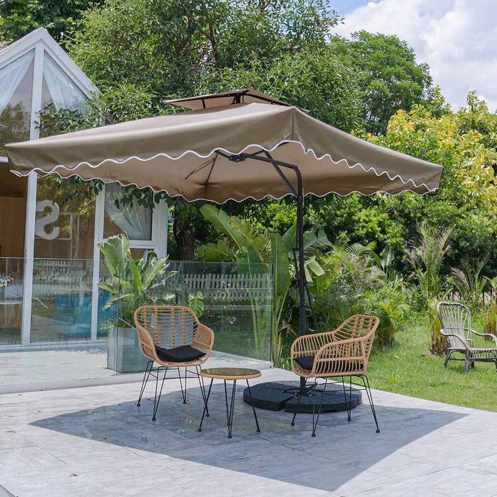 Beige Khaki Square Parasol with Vent