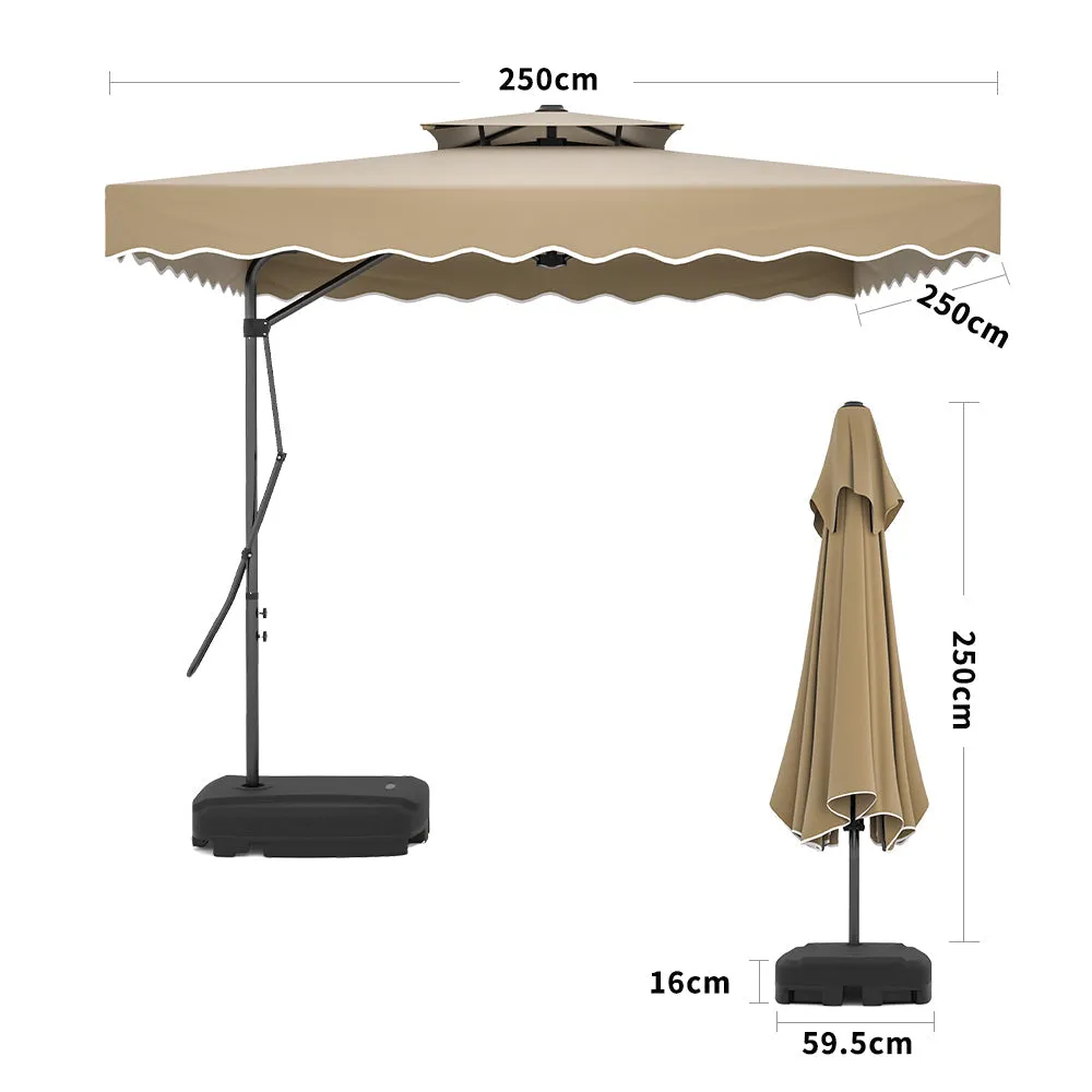 Beige Khaki Square Parasol with Vent