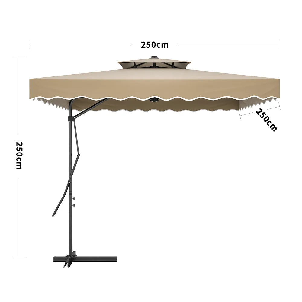 Beige Khaki Square Parasol with Vent