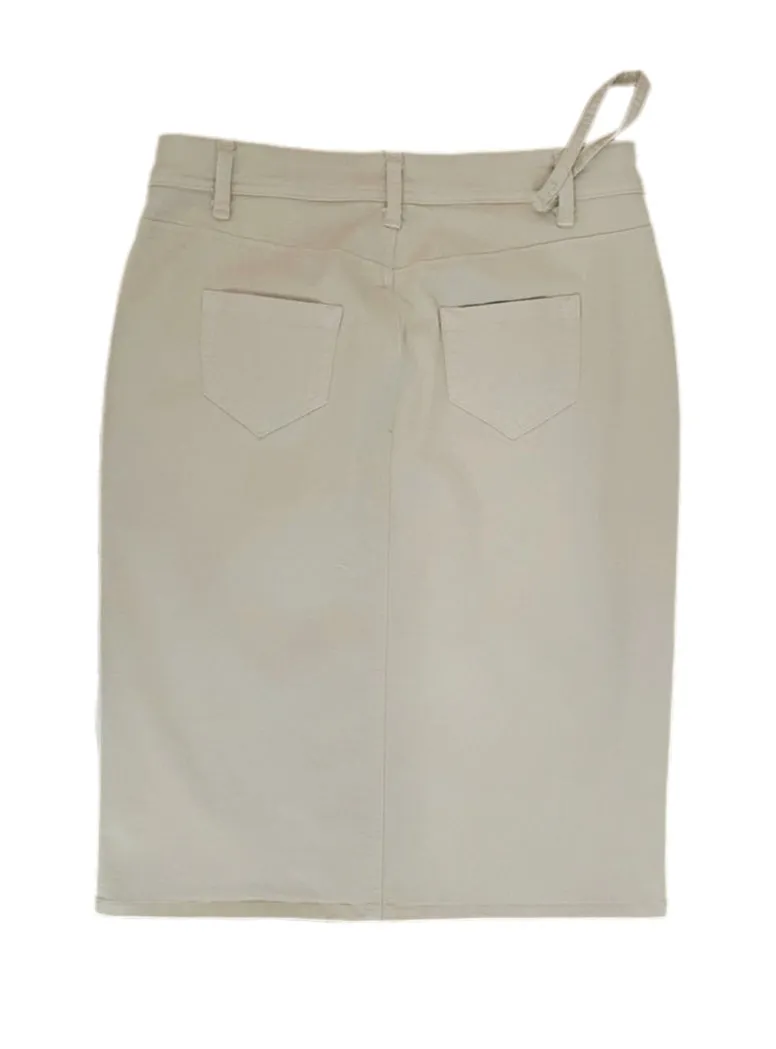 Beige Midi Skirt Style 216-12B