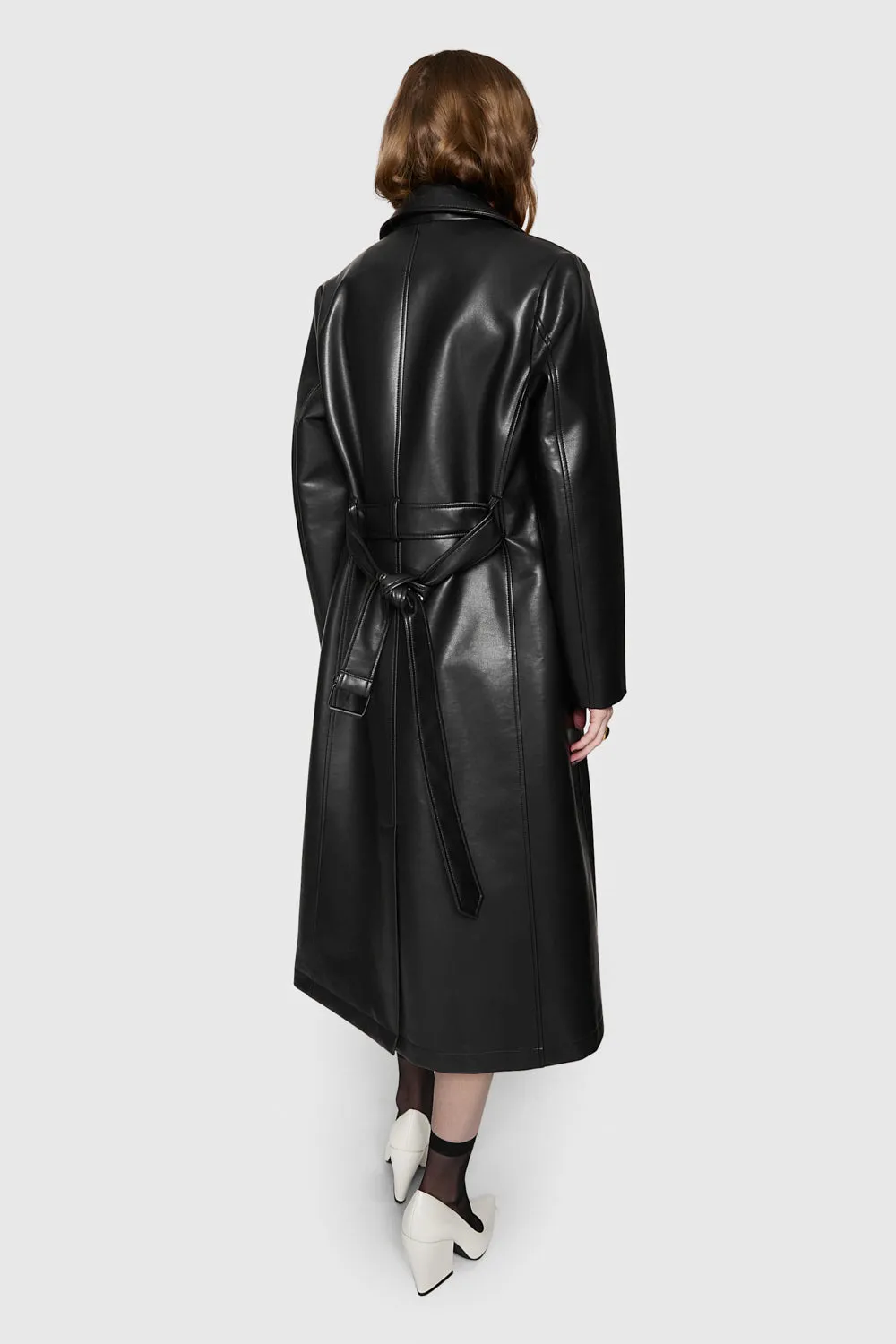 Belted Vegan Leather Trench