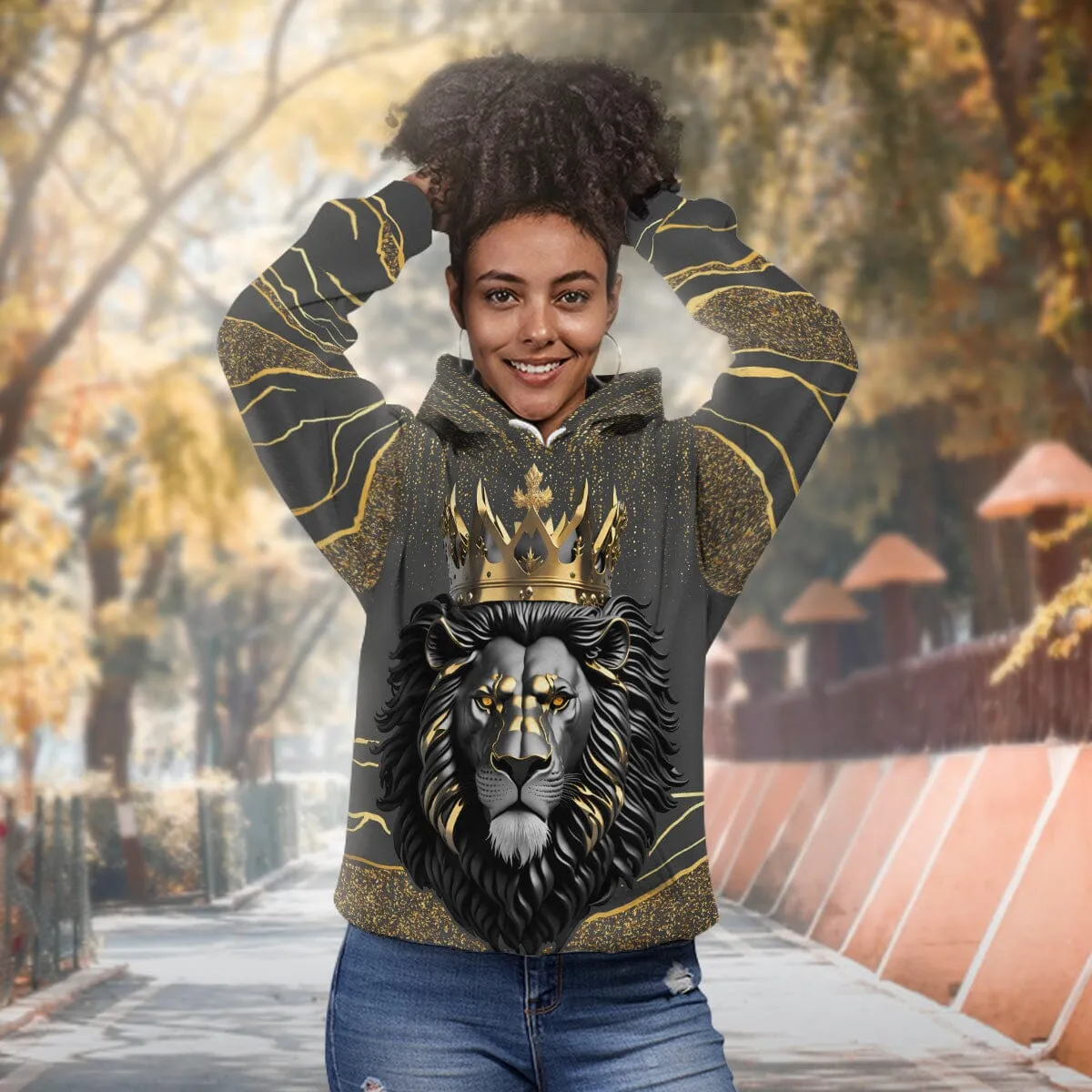 Black and Gold Lion Premium Hoodie