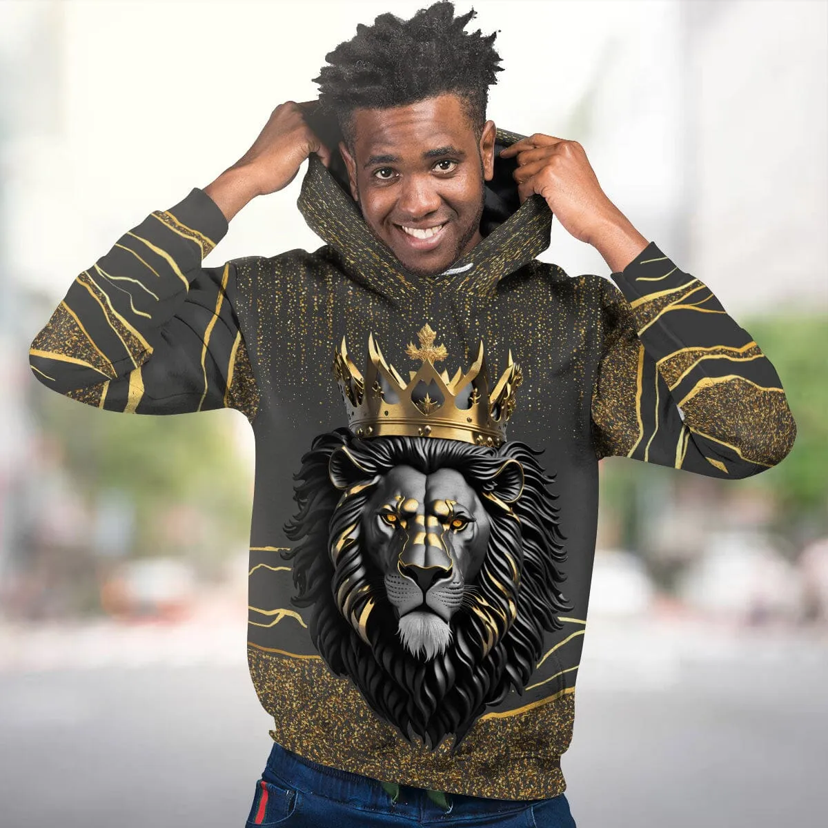 Black and Gold Lion Premium Hoodie