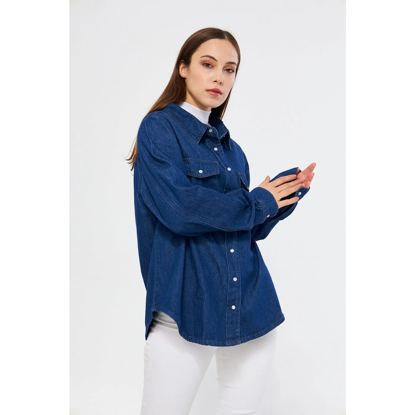 Blue Oversized Denim Shacket