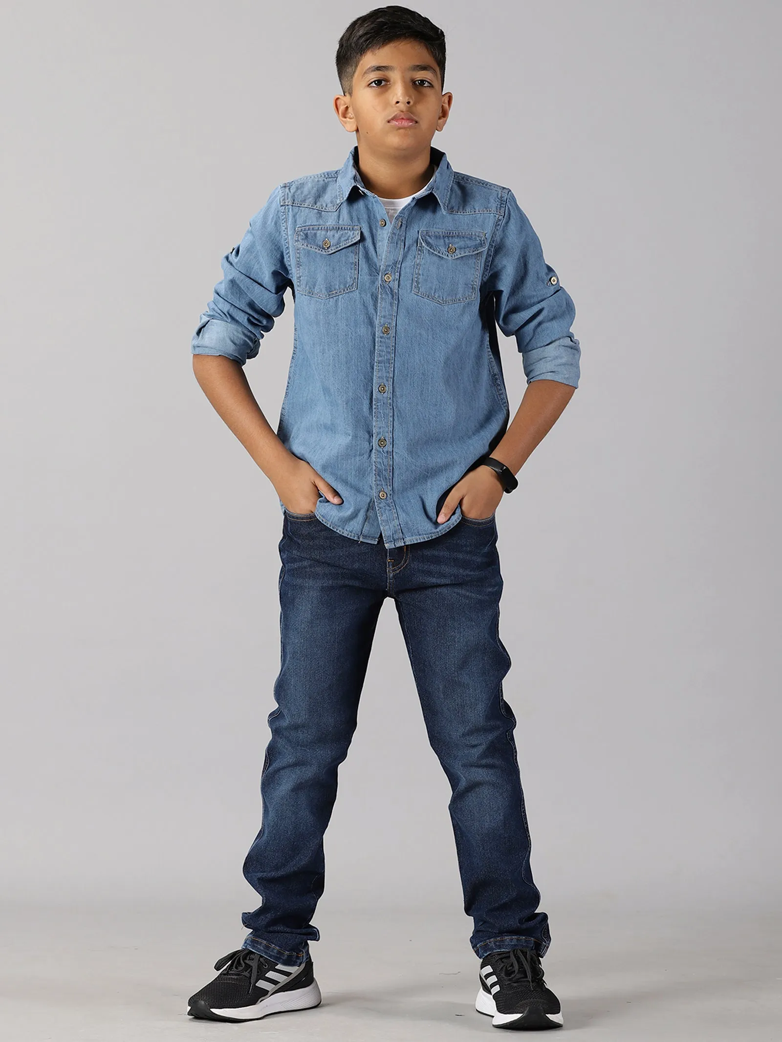 Boys Double Pocket Denim Shirt & Denim Pant Set