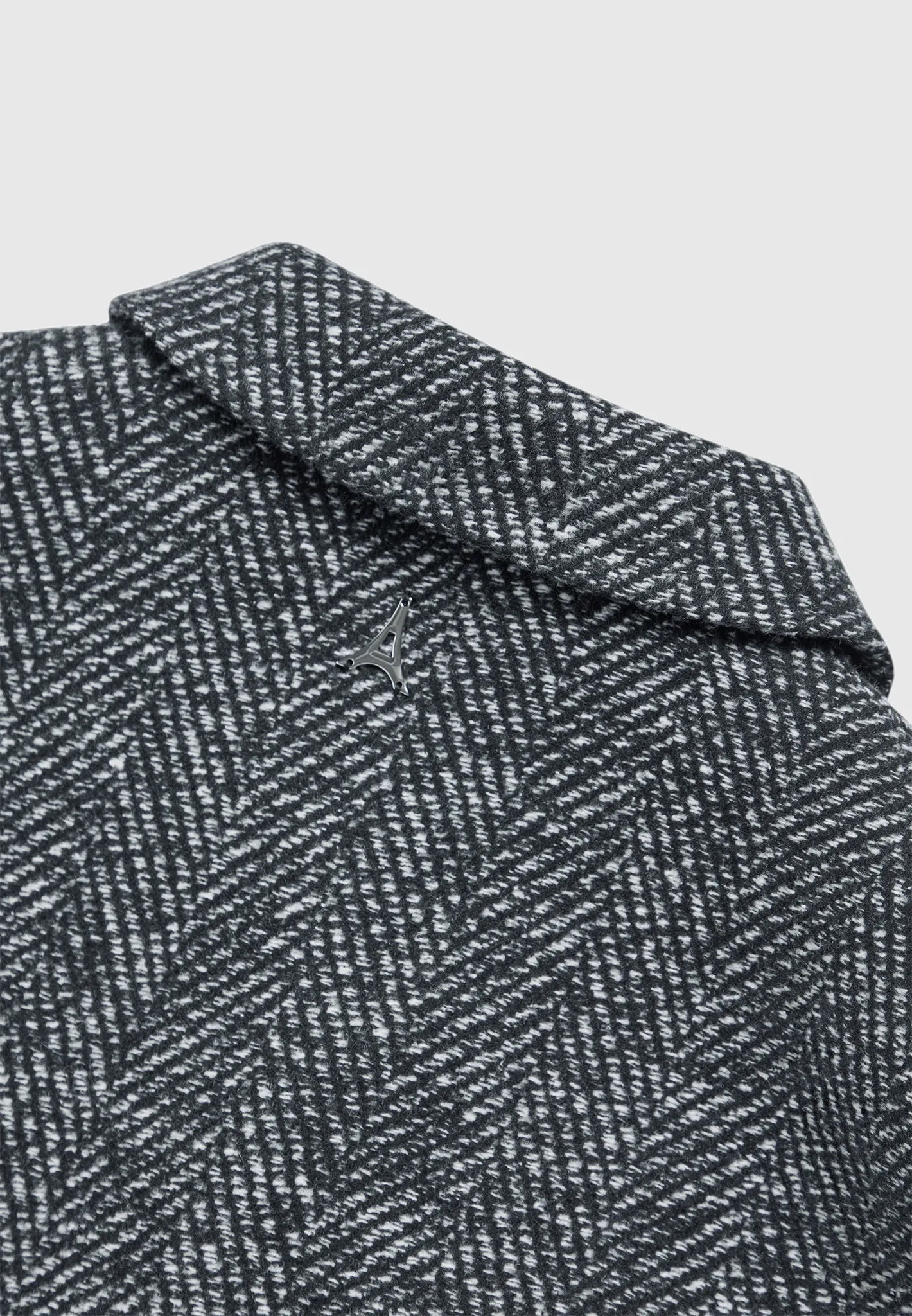 Brushed Herringbone Shacket - Black