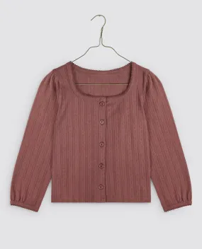 Button Pointelle Tee - Marsala