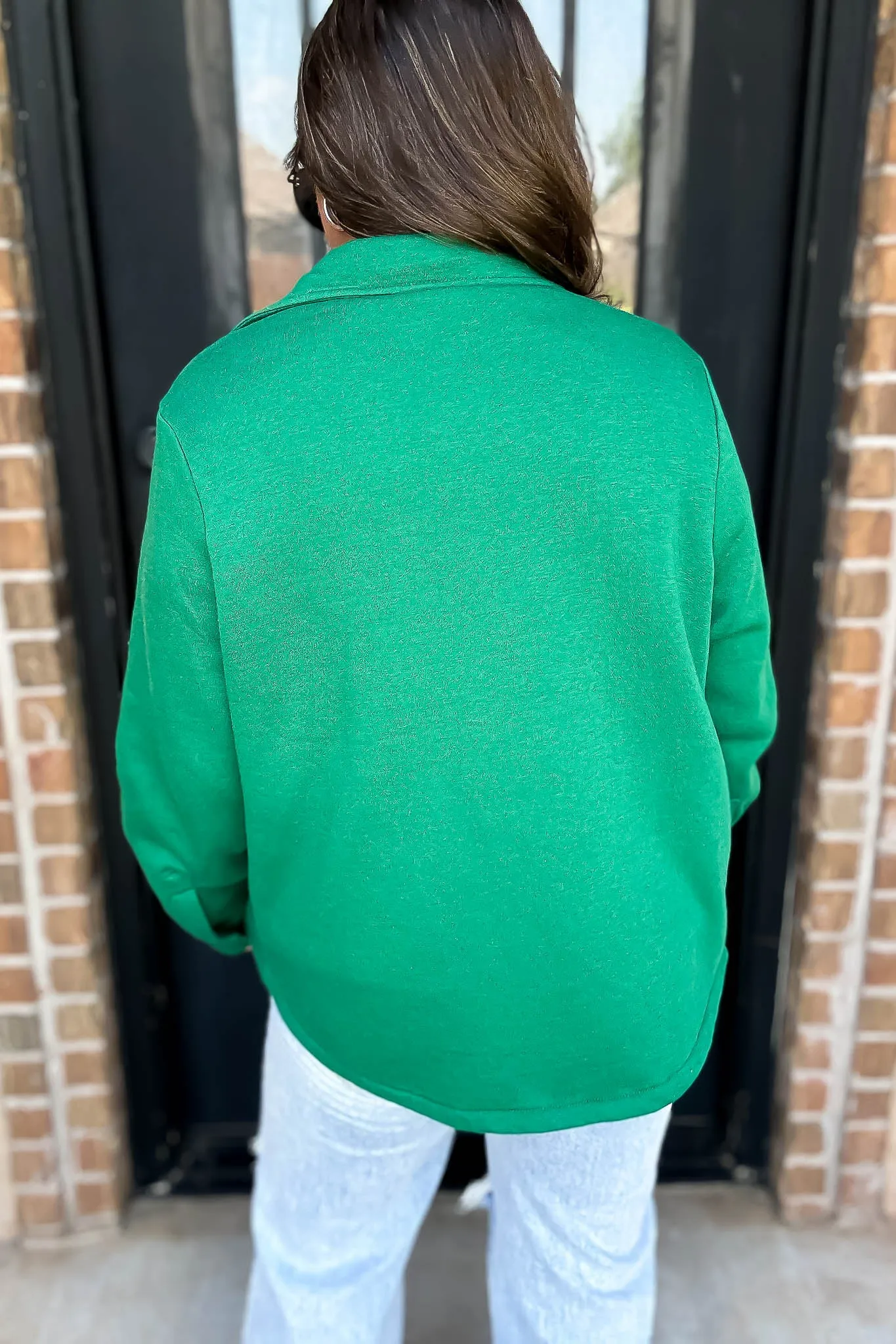 Button Up Green Fleece Shirt Jacket