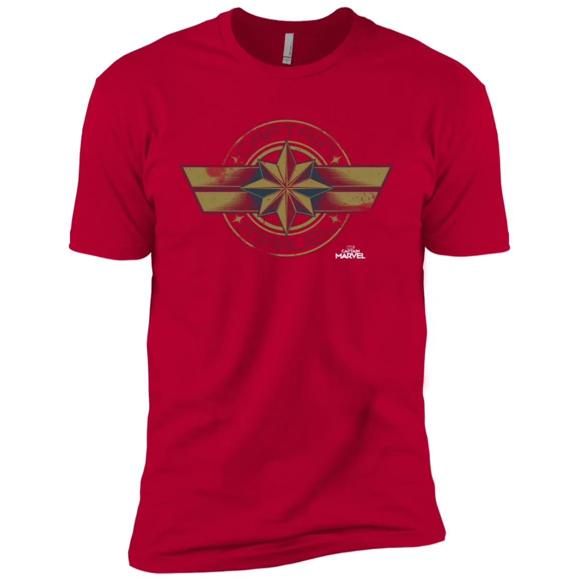 Captain Marvel Color Fade Circle Logo Badge Men Short Sleeve T-Shirt