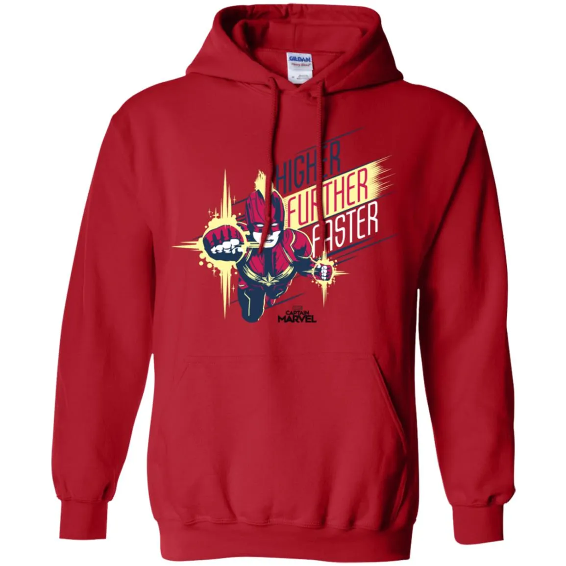 Captain Marvel Higher Further Faster Drawn Pullover Hoodie Sweatshirt