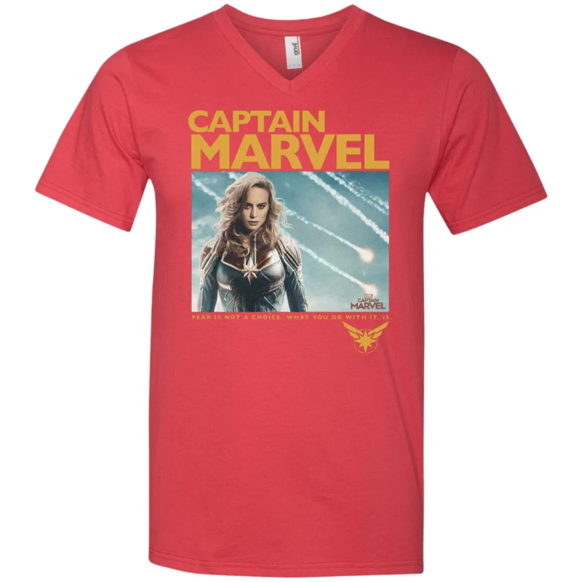 Captain Marvel Vintage Movie Poster Style Men V-Neck T-Shirt