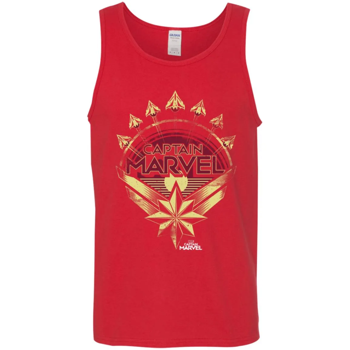 Captain Marvel Yellow Red Plane Flight Logo Men Cotton Tank