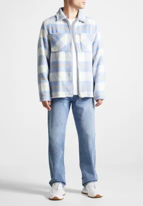 Checked Wool Shacket - Blue