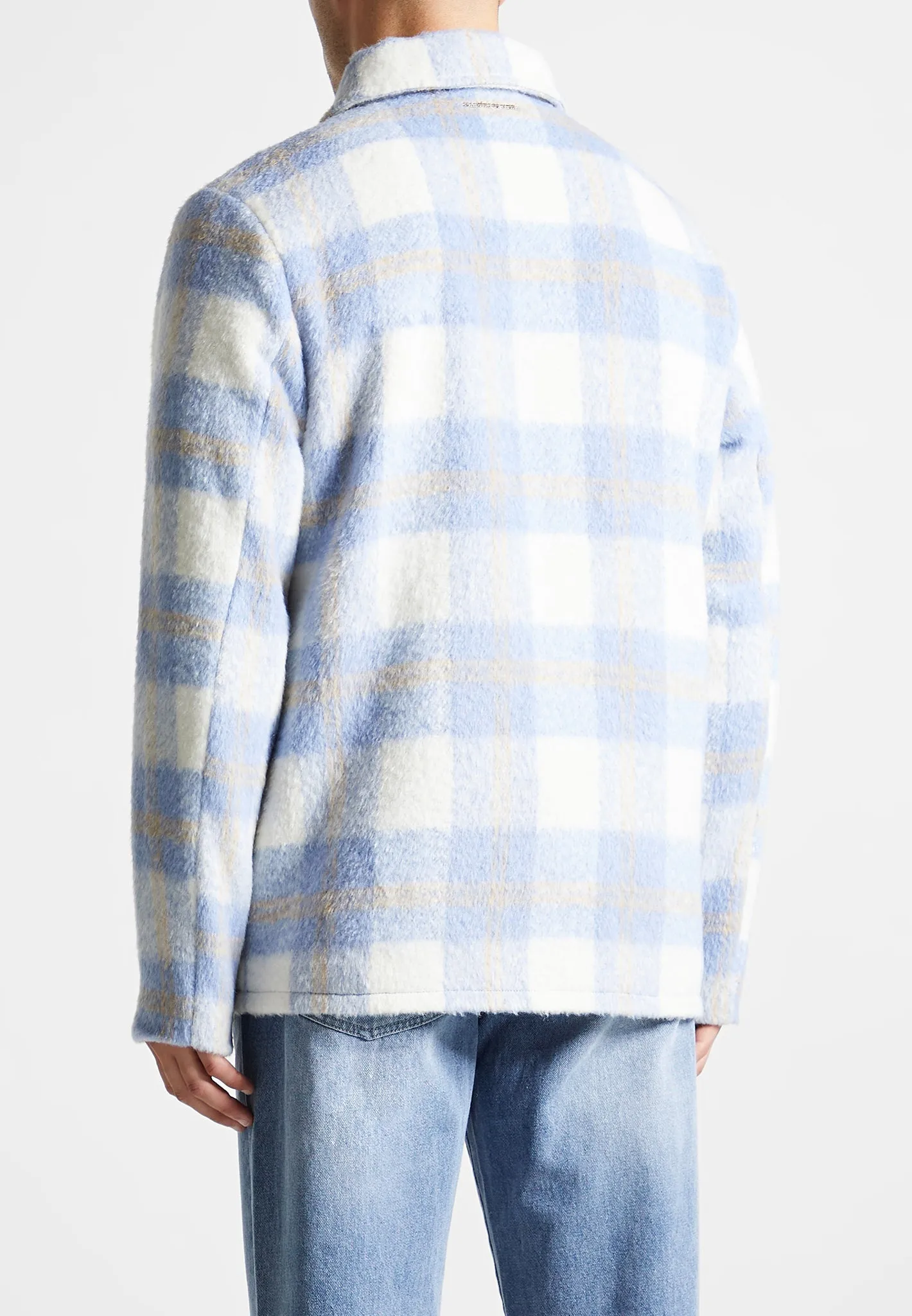 Checked Wool Shacket - Blue