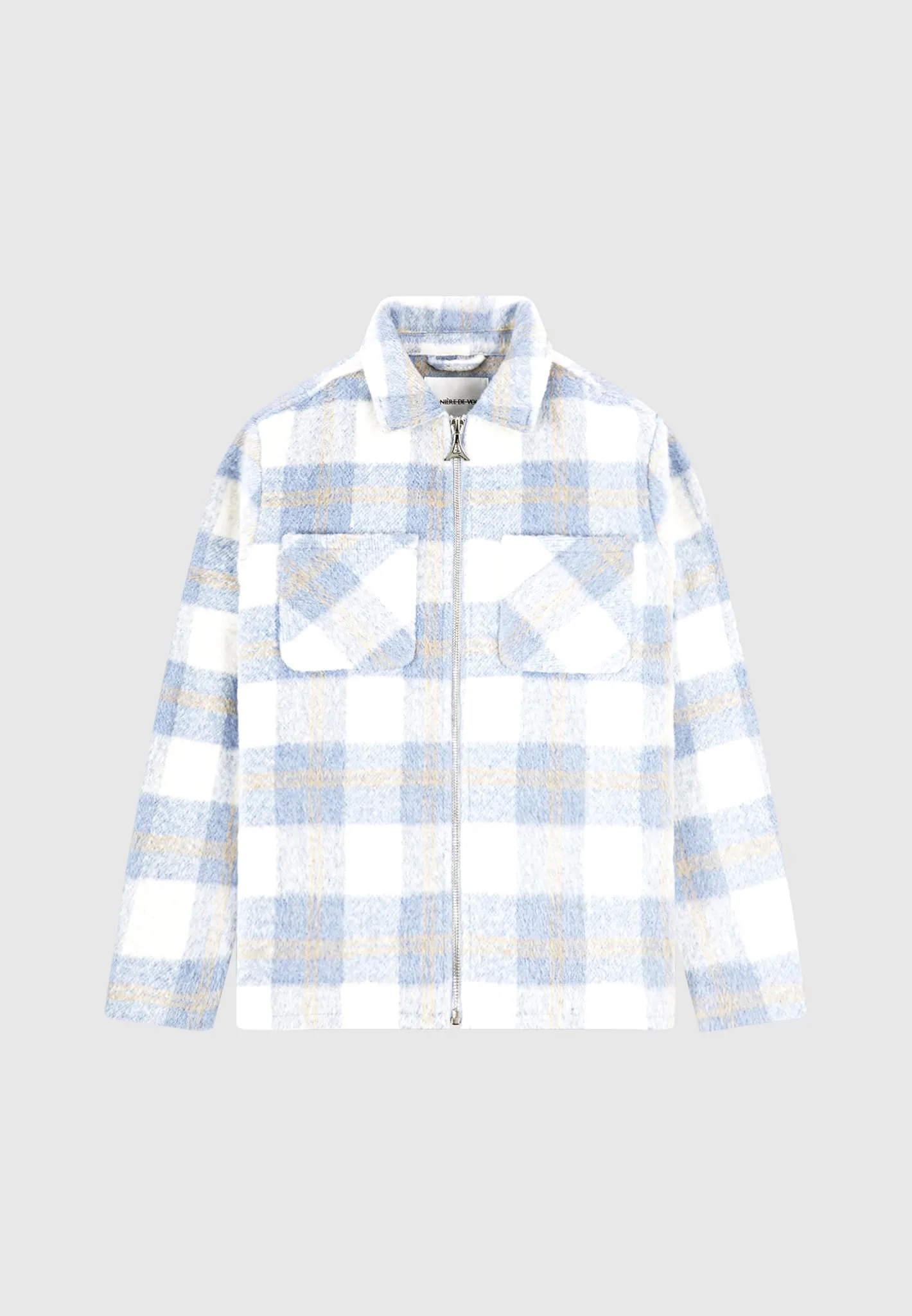 Checked Wool Shacket - Blue