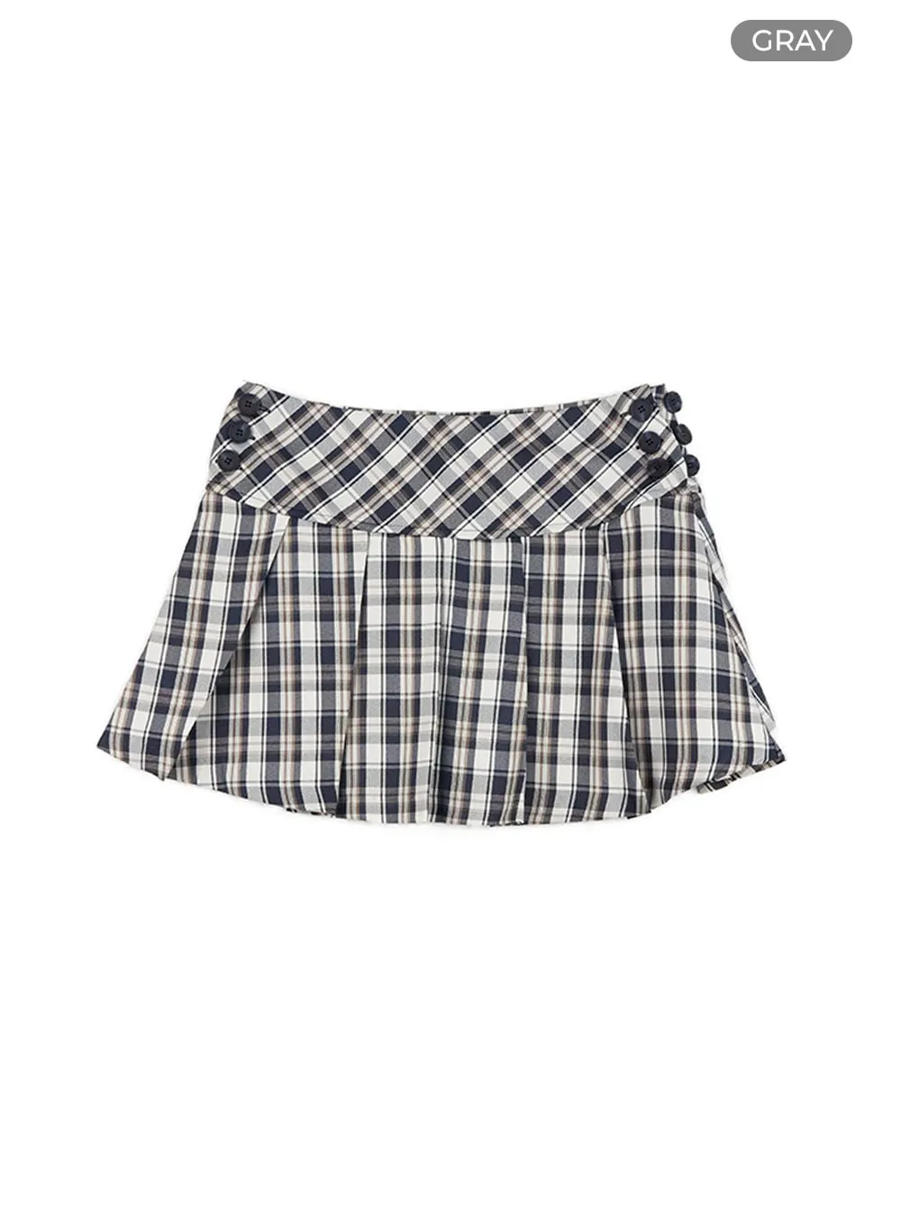 Checkered Pleated Mini Skirt CL425