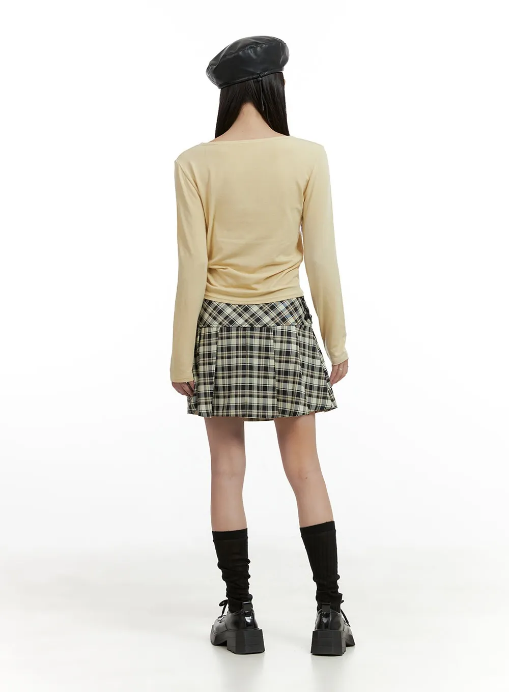 Checkered Pleated Mini Skirt CL425