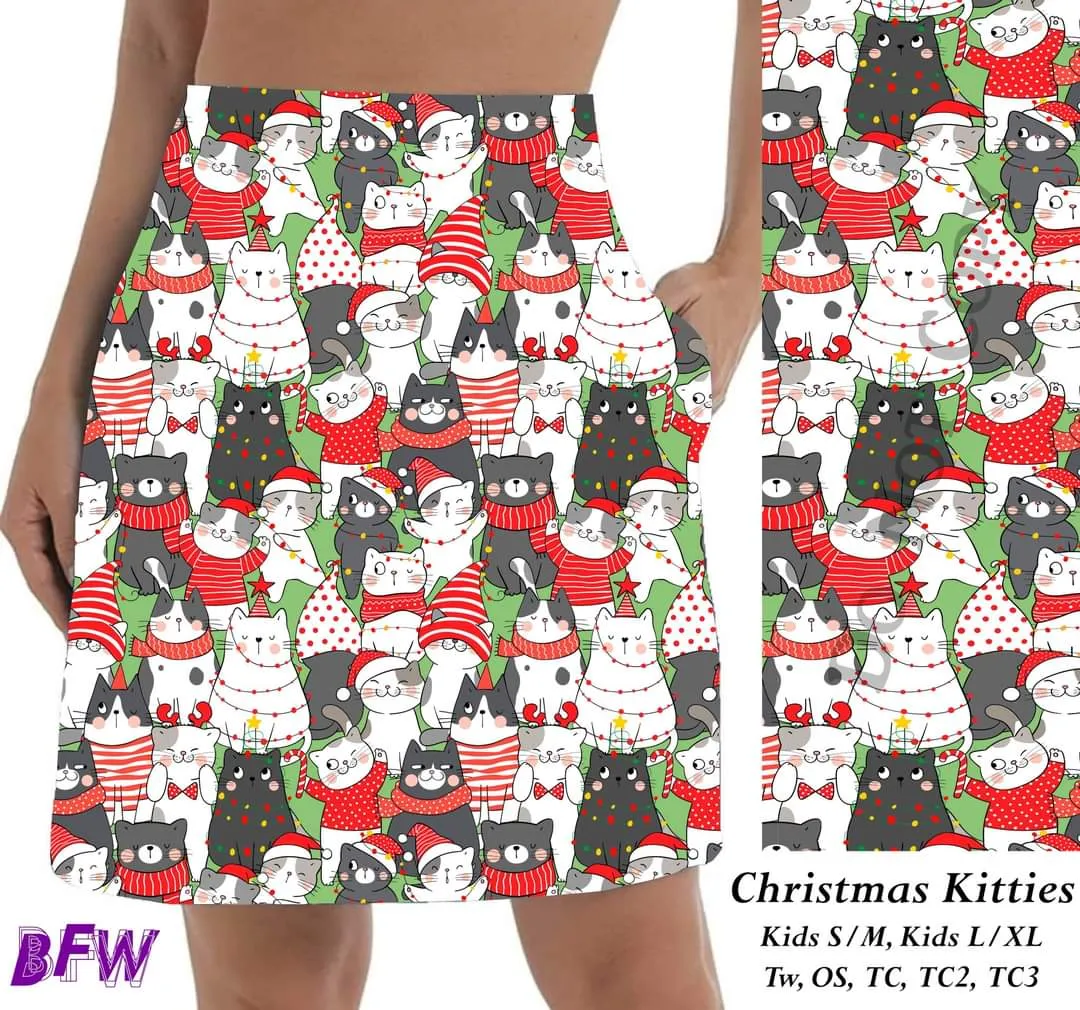 Christmas Kitties skorts with pockets