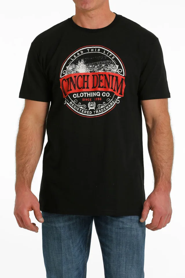 CINCH BLACK CINCH DENIM RED LOGO - MENS TEE