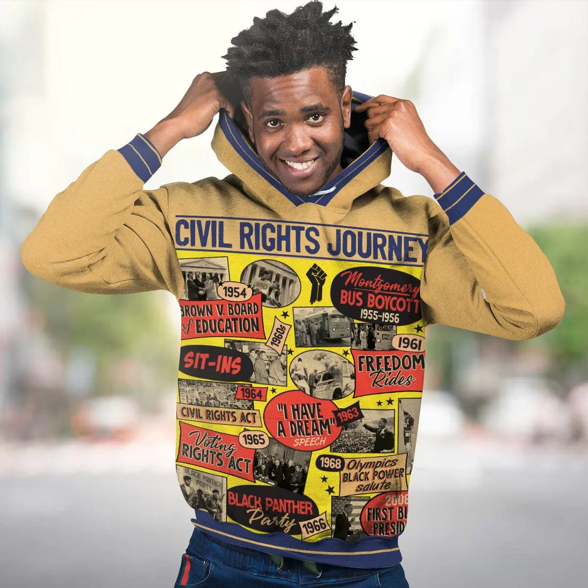 Civil Rights Events in 50s Style Premium Hoodie