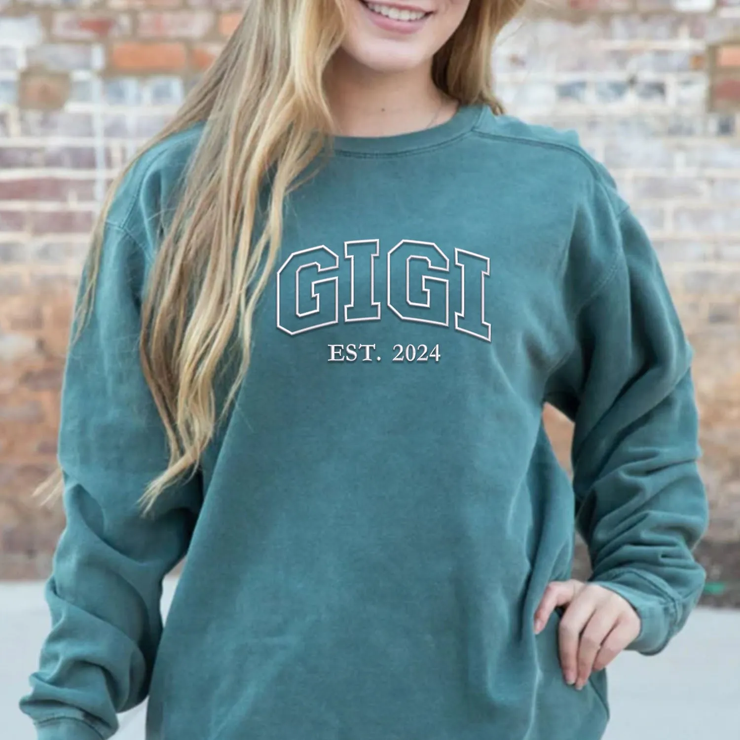 Comfort Color® Embroidered Gigi Shirt with Grandkids Names