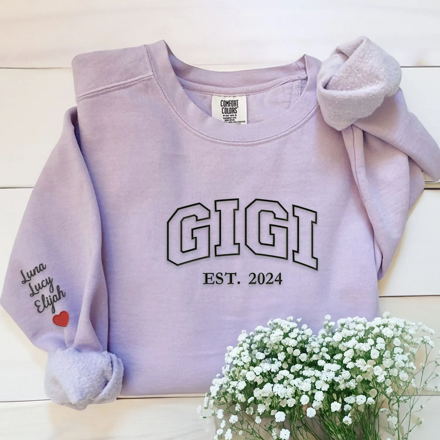 Comfort Color® Embroidered Gigi Shirt with Grandkids Names