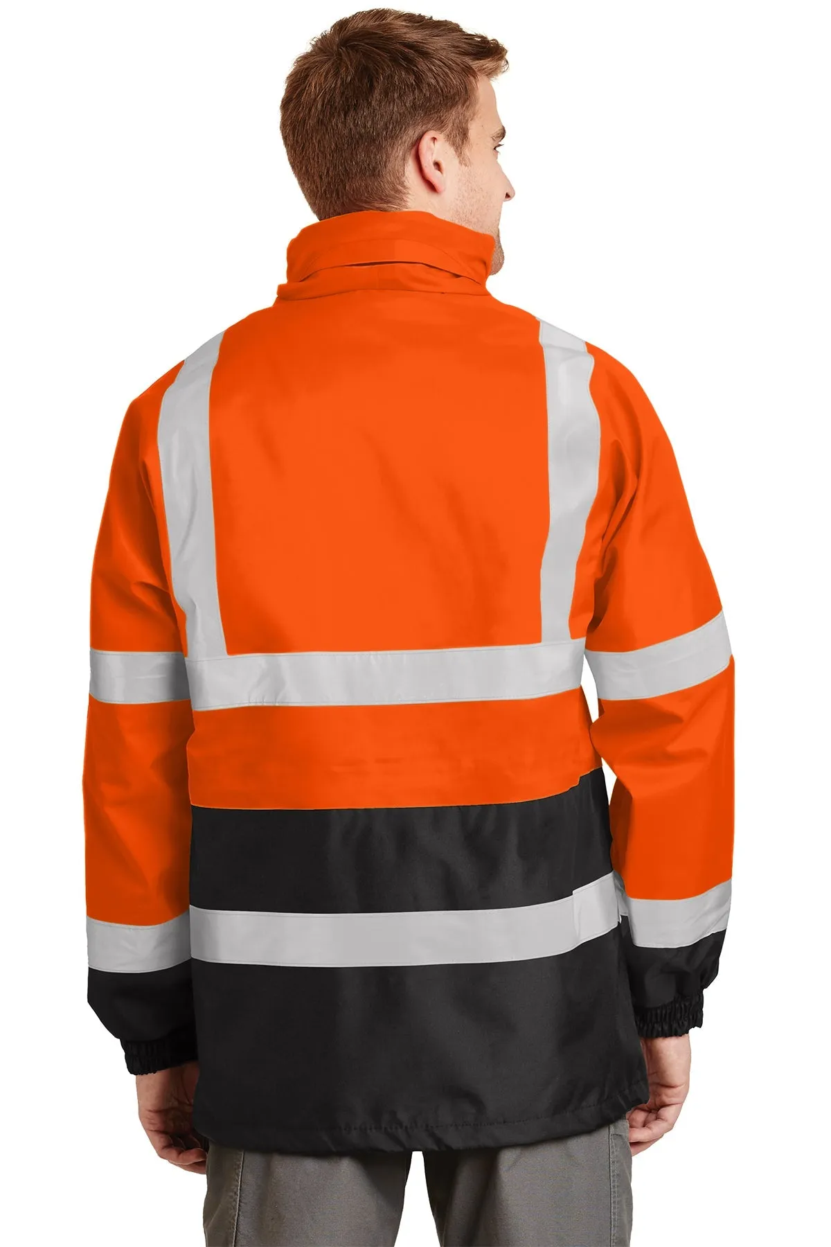 CornerStone ANSI 107 Waterproof Parka, Safety Orange/ Black