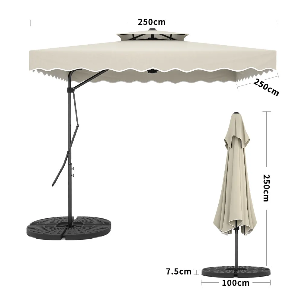 Cream White Square Parasol with Vent